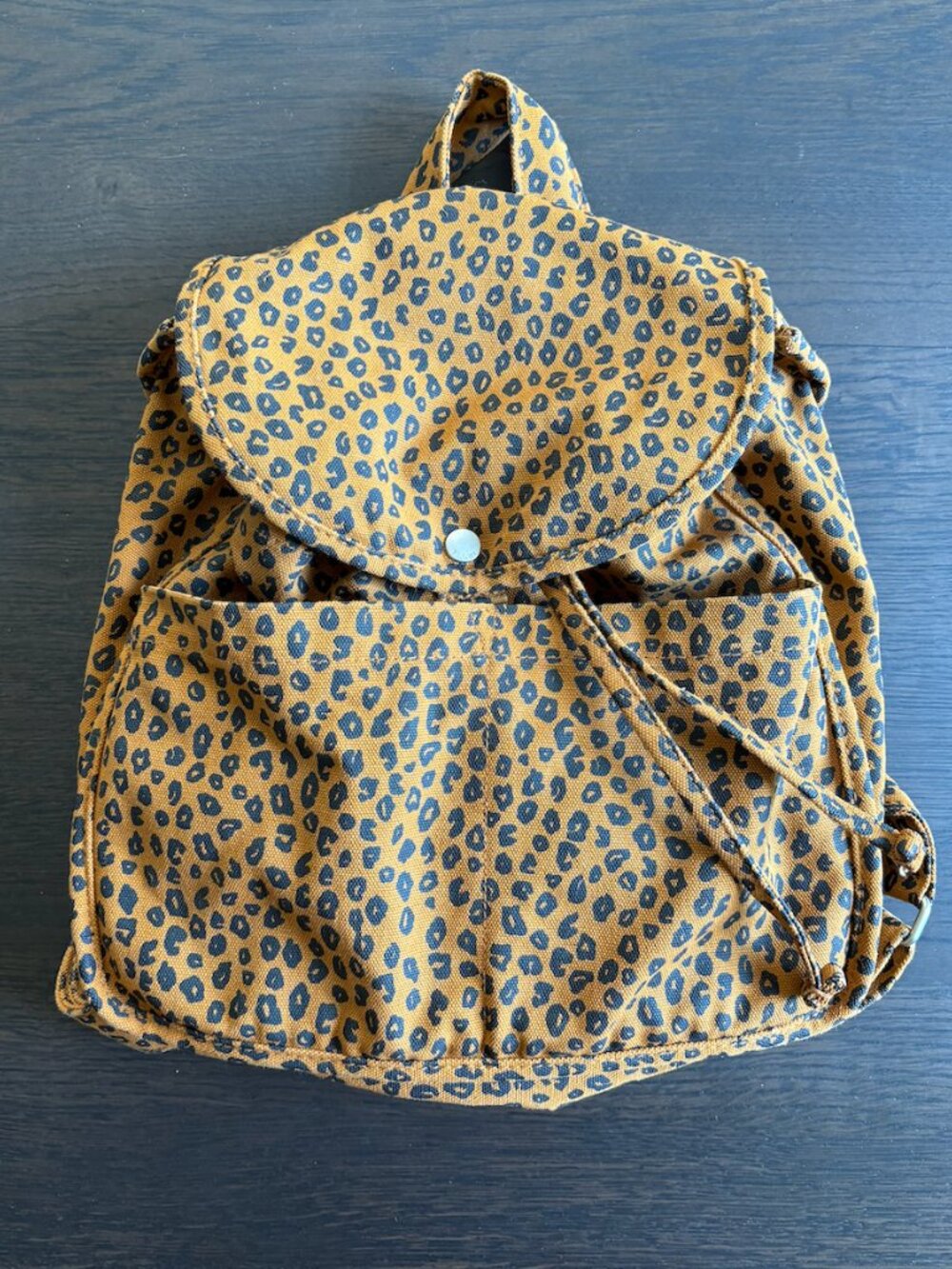 BAGGU Mustard Leopard Canvas Drawstring Backpack